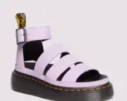 Dr. Martens Women's Clarissa II Quad Platform Sandal Lilac Pisa Leather US 7