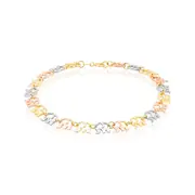9ct Rose, White and Yellow Gold 19cm Elephant Bracelet