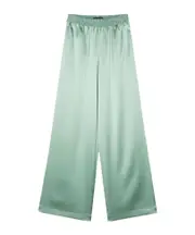 Antonella satin finish palazzo pants M Green