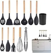 Kitchen Ware Set, 12-Piece Silicone Cookware Set, Non-Stick Kitchen Gadgets Multi-Functional Cookware with Storage Bucket for Apartment Home Outdoor Dining Frying Daily Barbecue Stewing