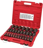 [Milwaukee] 49667015 Shockwave Impact Duty 1/2 Inch Drive Metric Deep 6 Point Socket 29 Piece Set, Multicolor