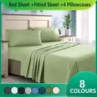 2000TC Bed Sheet +Fitted Sheet+4 Pillow cases Double/Queen/King 8 Colours 2022