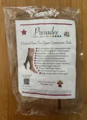 Presadee Original Open Toe Zipper Compression Socks 4XL 20-30 mmHg Firm NEW