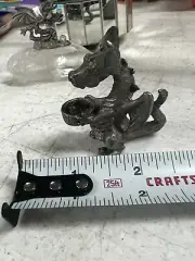 PEWTER DRAGON FIGURINE WITH BALL IN CAULDRON