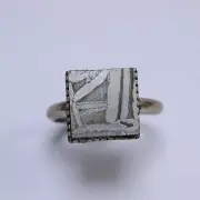 Meteorite Ring, Natural Meteorite Carving Ring, Adjustable Size AB218