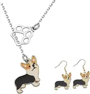 [LIGIGWASH] 1set Corgi Dog-themed Jewelry Adorable Necklace Earrings Lightweight Comfortable Accessories for Daily Wear for Dog Unique Idea