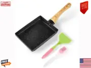 Japanese Omelette Pan,6''x7'' Nonstick Tamagoyaki Egg Pan with Silicone Spatula!