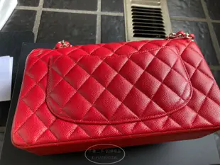 千奢二手正品CHANEL 紅色 A01112 荔枝皮牛皮 雙金鍊 雙蓋 25 cm 肩背包 COCO CF鏈條包