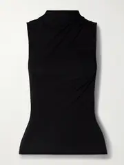 [Theory] Theory - Draped Stretch-jersey Tank - Black - x small x small Black