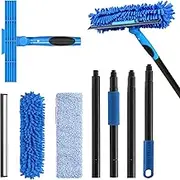 VITEVER Professional 69'' Window Squeegee Cleaner Tool with Extension Pole, 2-in-1 Squeegee for Window Cleaning Kit with Scrubber and Rotating Head, 1 Blade 2 Scrubber