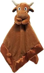 Yikes Twins Longhorn Lovey Blanket for Baby | Large 20" x 20" Baby Lovey for Girls or Boys | Cute Longhorn Security Blanket for Babies and Toddlers