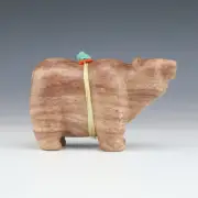 NATIVE AMERICAN ZUNI EARTHTONE ALABASTER BEAR FETISH BY GABE SICE