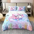 Pink Axolotl Duvet Cover King Size Lovely Cartoon Wild Sealife Fish Bedding Set