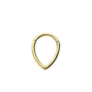 16G GOLD STEEL CHEVRON TEARDROP HINGED CLICKER RING NOSE SEPTUM DAITH CONCH HOOP