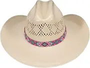 [Generic] Fort Worth Beaded Hat Band - Pink Aztec 1 in /25.4mm