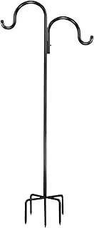 Bird Feeder Stand, Metal Yard Hooks, Heavy Duty Garden Hooks, Outdoor Bird Feeding Station, Lantern Hanging Stand, Garden Accessories Hook, Plant Basket Holder, Rust-Resistant Yard Stand