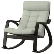 POÄNG rocking-chair, black-brown/Gunnared light green