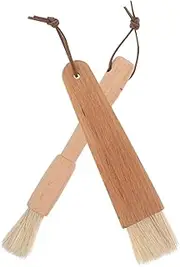 2pcs Pastry Brush with Ergonomic Wooden Handle Heat Resistant Basting Brush for BBQ Baking Marinades for Outdoor Grilling and Home Cooking