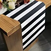 Table Runner Black and White Striped Pattern for Anniversary Runner Dinner Party Supplies Birthday Party Wedding Winter New Years Decorations 12x72 Inches