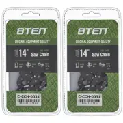 Full Chisel Chainsaw Chain 14 Inch .050 3/8 LP 52DL for Husqvarna Echo 2 Pack