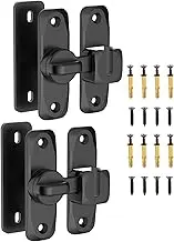 90/180 Degree Flip Barn Door Lock, Protect Privacy - Security Sliding Door Latch, Small Gate Latches Hardware for Barn, Garden, Bathroom, Cabinet, Window (Black-2PCS)