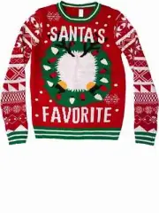 Womens Santas Favorite Wreath Christmas Pull-Over Holiday Sweater Large