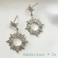 在飛比找蝦皮商城優惠-Wanderlust+Co 澳洲品牌 銀色鑲鑽 光芒太陽耳環