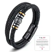 Handmade Bracelet Braided Rope Wristband To My Son Magnetic-Clasp Bracelets
