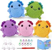 BoloShine Beginners Crochet Kits for Adults, DIY Keychain with Crocheting Book Video Tutorials, Amigurumi Crafts Set with Hooks and Yarns for Starters, Wild Animals Knitting Kit - Salamander