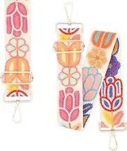 Purse Strap Replacement Crossbody Wide Strap for Women Canvas Bag Handbag Adjustable Shoulder Straps (1.5"), Cartoon Flower