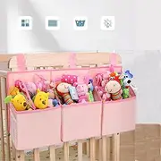 Ruyahort Changing Table Diaper Organizer - Diaper Caddy Organizer Holder Baby Hanging Diaper Stacker Storage For Crib, Changing Table, Cribs Playard Baby Essentials Storage -Pink