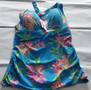 Tommy Bahama Azure Blue Sun Lilies U/W Halter Tankini Size S/P-DD