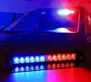 12LED Car Dash Emergency Strobe Flash Light Bar Police Warning Lamp Dashboard (Red-Blue)