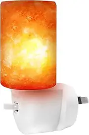 Betus [Natural Crystal] Himalayan Salt Wall Lamp - Air Purifying Night Light - 360° Rotatable Plug 7W Bulb - Cylindrical