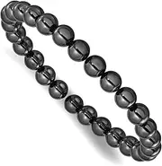 [JewelryWeb] Hematite 7mm Beaded Stretch Bracelet-Stretch-Bracelet for Women
