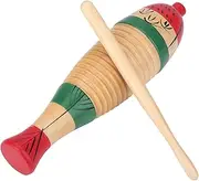Guiro, 8.3 Inch Fish Shaped Latin Percussion Musical Instrument, Wooden Colorful Guiro Instrument, Frog Instrument for Beginners and Professional Band Accompaniment with Sticks
