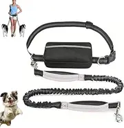 Upliftjoys Dog Leash, Hands Free Dog Leash with Zipper Pouch, Dual Padded Handles Running Leashs, Retractable Adjustable Bungee Waist,Reflective Design for 2 Dogs (White)