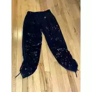 Tibi Black Sequin, Blue Lounge Pants, Ankle Length Wool Blend Women's Size 2 NWT