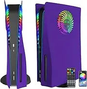 For PS5 Faceplates with Cooling Vents LED Lights, Megadream Cooling Cover Replacement Plates Shell Accessories Anti-Scratch Dustproof with RGB Lights Package for Playstation 5 Disc (Purple)