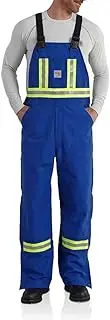 [CARHARTT] Men's 101703 Flame-Resistant Striped Duck Bib Overall - Unlined - 44W x 32L - Royal Blue