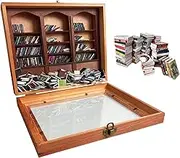 AnxietyBookshelf Shake Away Your Anxieties, Tiny Library, Wooden Bookshelf, Bookshelf Ornaments, 200 Miniature Book Models Christmas Decorative Bookshelf for Stress Relief Desk Toys
