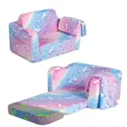 Kids Couch Fold Out Flip Out Sofa Chair with Blanket Foldable Toddler Couch f...