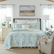 Laura Ashley Rowland Blue Quilt Set, King