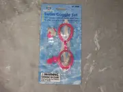 Pink Swim Goggles Ear Nose Plugs Adjustable Straps Pool Beach NEW!