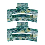 2PK Annabel Trends Tamed Hair Claw Shark Clamp Women's Accessory 8.5cm Malachite