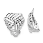 Sterling Silver Rh-Plated Polished Non-Pierced Woven Triangle Earrings