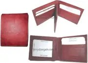 Lot of 3 New men's leather billfold wallet 9 credit card slots ID new Bifold