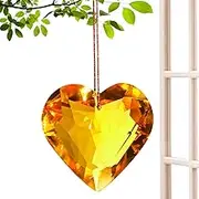 Sun Catcher Crystals - Rearview Mirror Decor Ornament,Heart Crystal Rainbow Prism Ball Pendant Hangable for Car Wall