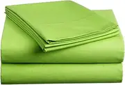 1000TC Ultra Soft Fitted Sheet Set (1 Fitted Sheet & 2 Pillowcases) (Queen Size Bed, Green)
