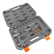 26-Piece 0.38" Portable Drive Socket Tool Set with Carrying Case for Auto Use